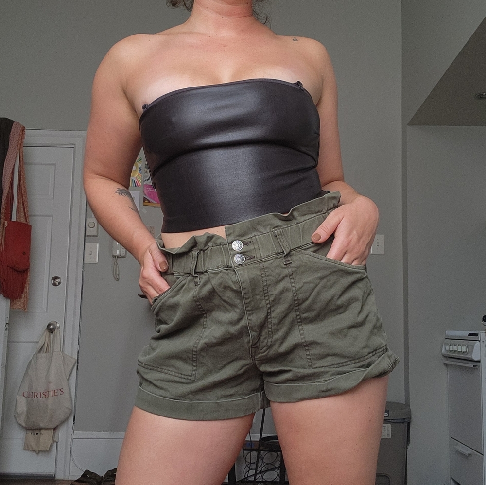 SKIMS Black leather bandeau size M